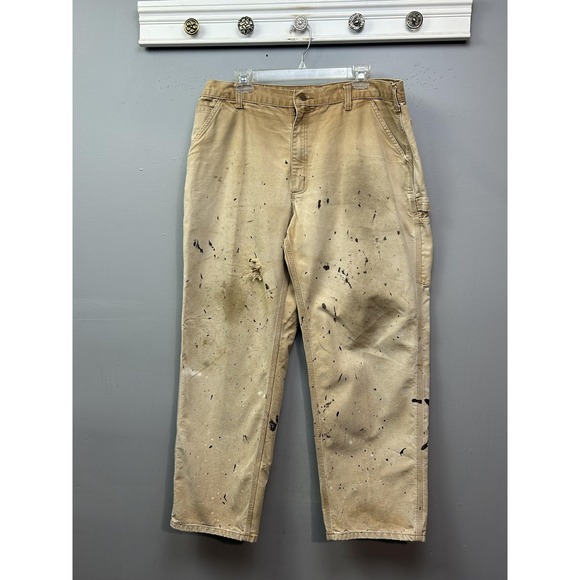 Carhartt Pants Mens 38x30 B11 Dungaree Fit Double Knee Duck Canvas Carpenter - Picture 1 of 9